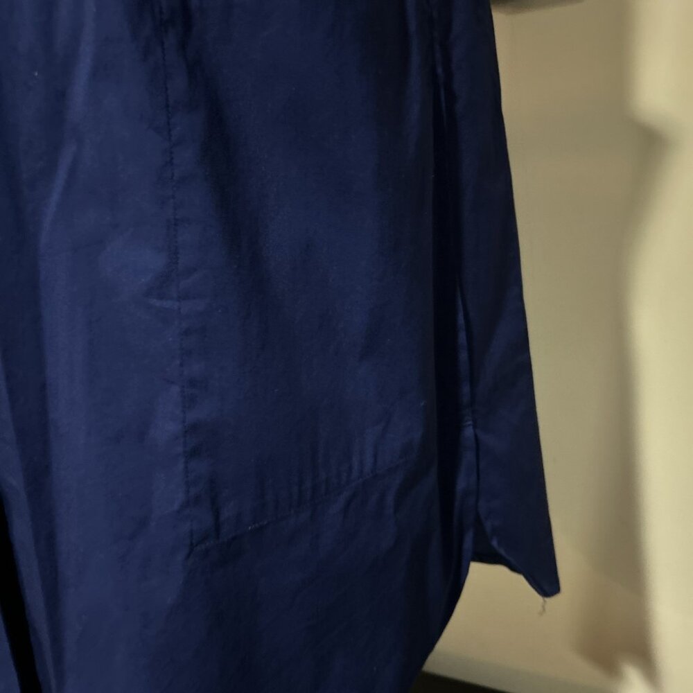 Per se By Carlisle Designer Luxurious Navy Sleeveless Shirt 14 Mandarin Collar - Picture 3 of 10